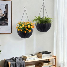 13.4 inch Self-Watering Hanging Rattan-Inspired Planter Large Capacity, Root-Rot Resistant Water Storage with Water Level Indicator