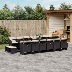 Garden Dining Set Black Poly Rattan 16-seater