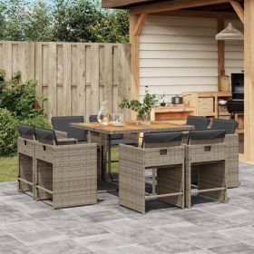 Patio Dining Set Set of 8 Gray, Dark Gray, Brown