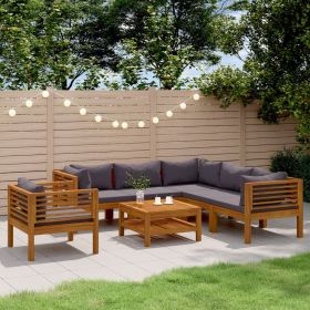 7 Piece Patio Lounge Set with Cushion Solid Acacia Wood