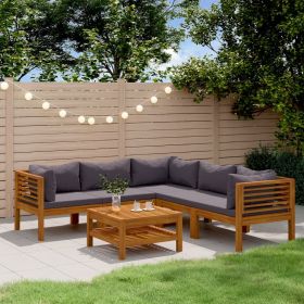 6 Piece Patio Lounge Set with Cushion Solid Acacia Wood