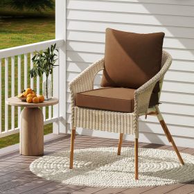 Deep Seat Chair Cushion Pads Set with Rope Belts for Indoor and Outdoor (Color: Brown)