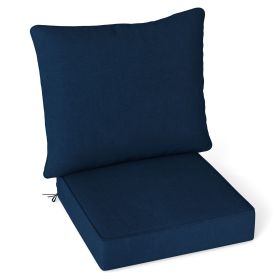 Deep Seat Chair Cushion Pads Set with Rope Belts for Indoor and Outdoor (Color: Blue)