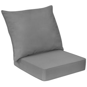 Deep Seat Chair Cushion Pads Set with Rope Belts for Indoor and Outdoor (Color: Gray)