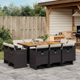 Garden Dining Set Black, Brown, Cream White (Color: Black)
