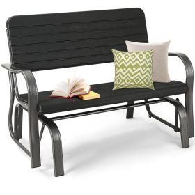 2-Seat Porch Glider with HDPE Back Seat and Steel Frame (Color: Black)